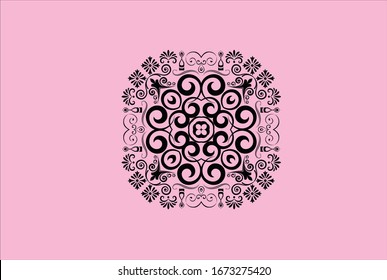 mandala negra con fondo rosa