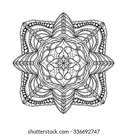 Black mandala. Beautiful design element. Vector decorative symmetric ornament