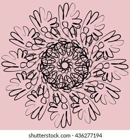 Black mandala for coloring. Mandala vector coloring page. Mandala art design. Intricate mandala pattern. Unusual mandala tattoo. Outline mandala flower. Line mandala print. Oriental mandala color book