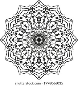 Black Mandala for Design | Mandala Circular pattern design for Henna, Mehndi, tattoo, decoration.
Decorative ornament in ethnic oriental style. Coloring book page.
