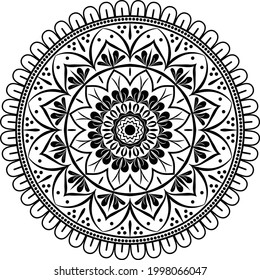 Black Mandala for Design | Mandala Circular pattern design for Henna, Mehndi, tattoo, decoration.
Decorative ornament in ethnic oriental style. Coloring book page.
 svg