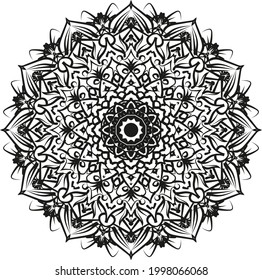 Black Mandala for Design | Mandala Circular pattern design for Henna, Mehndi, tattoo, decoration.
Decorative ornament in ethnic oriental style. Coloring book page.

