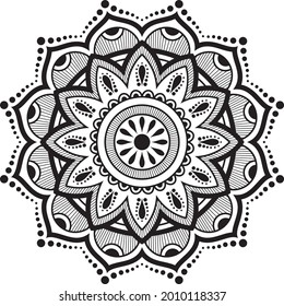 Black Mandala for Design | Mandala Circular pattern design for Henna, Mehndi, tattoo, decoration.
Decorative ornament in ethnic oriental style. Coloring book page.
