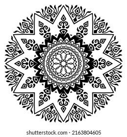 Black Mandala for Design. Mandala Circular pattern design for Henna, Mehndi, tattoo, decoration. Decorative ornament in ethnic oriental style. Coloring book page
