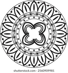 Black Mandala design on white background 