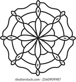 Black Mandala design on white background 