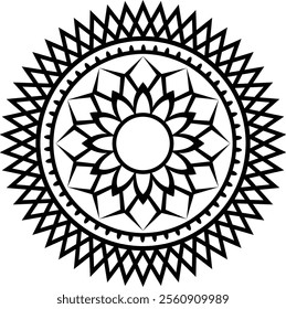 Black Mandala design on white background 
