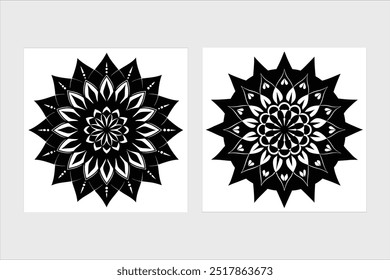 Ilustración vectorial de diseño de mandala negro