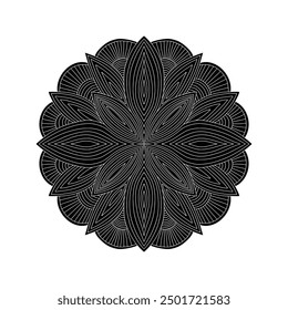 Black Mandala Ethnic Symbol, Traditional Ornamental Wall Decal, Colorful Vintage Lace Logo Motif Isolated Vector Illustration