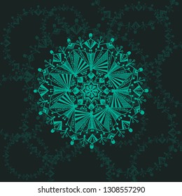 Black mandala hand drawing background. Template of gift voucher, greeting card, business card or fashion design. Vector illustration EPS 10.