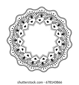 Black Mandala isolated on white background. Oriental circle pattern, Floral mandala, Islam, Arabic, Indian. Vector Circle border with empty place for text. Design elements.