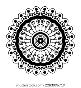 Mandala negra. Ilustración vectorial aislada con ornamento étnico circular para el tatuaje, yoga, decoración, impresión