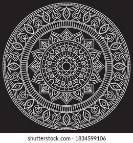 vector de arte de línea mandala negra