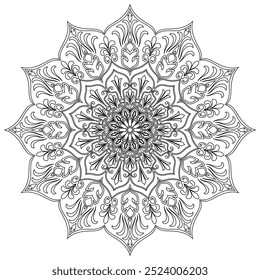 black mandala lines Abstract flowers for coloring Mandala coloring book