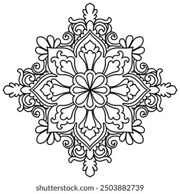 black mandala lines no color on white Mandala for decorating books