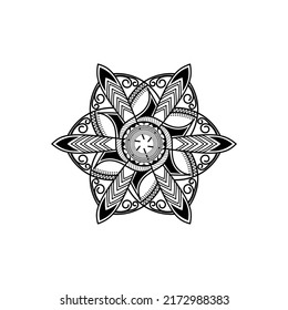 Black Mandala with new concept on white background. Vector line art, henna tattoo, ethnic tribe, mandala with abstract pattern,yoga template, meditation symbolic.