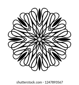 Black Mandala on white background. Vector decorative element for your design.  Flower, oriental pattern