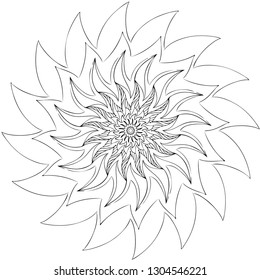 Black mandala on white background. Hand drawn vector illustration