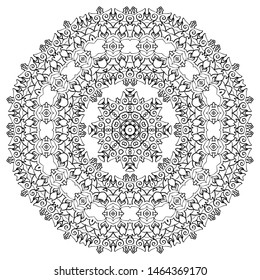 Black Mandala on white background. Vector decorative element for your design.  Flower, oriental pattern