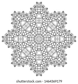 Black Mandala on white background. Vector decorative element for your design.  Flower, oriental pattern