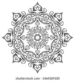 Black Mandala on white background. Vector decorative element for your design.  Flower, oriental pattern