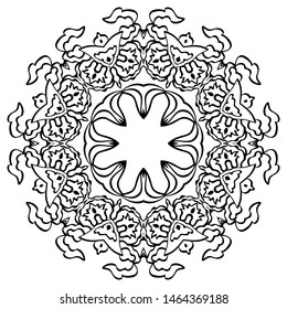 Black Mandala on white background. Vector decorative element for your design.  Flower, oriental pattern