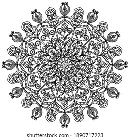 Vector Floral Mandala Black White Round Stock Vector (Royalty Free ...