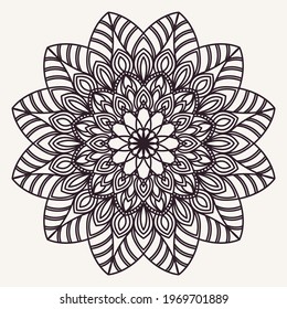 Black mandala on a white background. Isolated vector object. Template for tattoo, henna drawing, coloring.