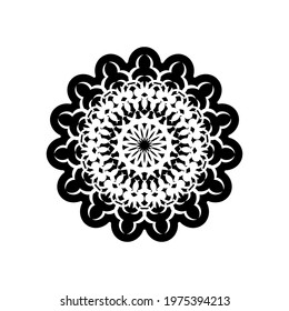 Black mandala on a white background. Good for logos, tattoos, prints and postcards. Vector illustration
