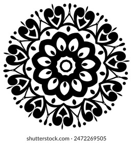 Mandala negro sobre fondo blanco. Diseño Nuevo Mandala