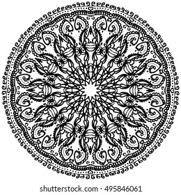 black mandala on White background. Vector illustration