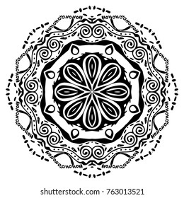 Black mandala on white background. Vector ornament for your design