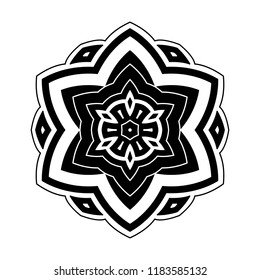 Black mandala ornament on a white  background, tribal ethnic motif. Isolated element for invitation, wedding, greeting card, cover, packing, logo, monogram, emblem, tattoo.Vector  illustration.