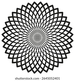 Black mandala pattern. Intricate fractal artwork. Hypnotic radial design. Vector spiritual symbol.