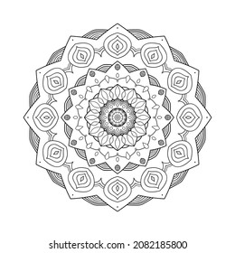 Black mandala pattern on white background. Mandala on white background. 