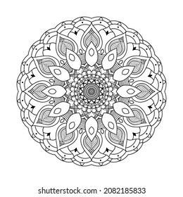 Black mandala pattern on white background. Mandala on white background. 