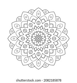 Black mandala pattern on white background. Mandala on white background. 