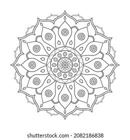 Black mandala pattern on white background. Mandala on white background. 