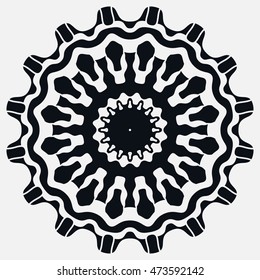 Black Mandala round ornament. Isolated decorative element for invitation cards or logo design. Tribal ethnic motifs, floral circular patterns, vector illustration