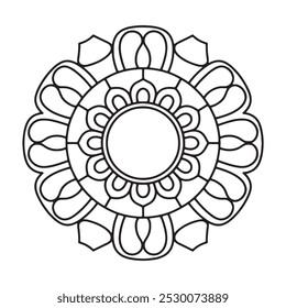 Vetor de silhueta de mandala preta, ideal para projetos de arte e meditação imprimíveis.