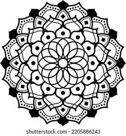 Schwarzes mandala Vektordesign für Hochzeitskarte.