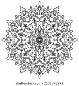 Black mandala. Vintage quilling lines for coloring books.