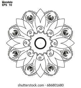  black mandala.  white background. vector