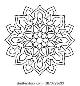 black mandalas coloring page doodle mandalas flower on white background. simple easy and basic floral art for beginners.
