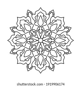 black mandalas coloring page doodle mandalas flower shape on white background. simple easy and basic floral art for beginners.