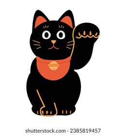 Black Maneki-neko Simple Illustration Material