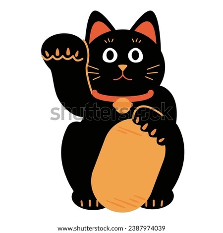 Black Maneki-neko Simple Illustration Material