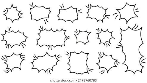 Black manga speech bubble collection. Set of manga speech bubble. Speech bubble comic