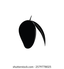black mango with leaf silhouette 
