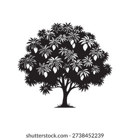 Black Mango tree silhouette vector illustration design